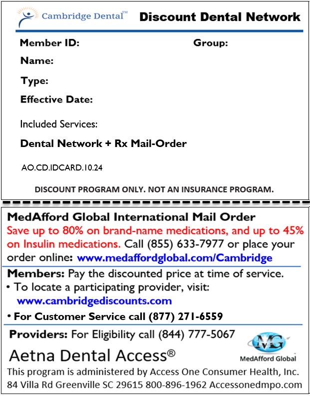 Discount Dental ID Card
